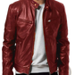 Leather Motorcycle Jacket Slim Fit Zipper Cardigan