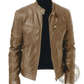 Leather Motorcycle Jacket Slim Fit Zipper Cardigan