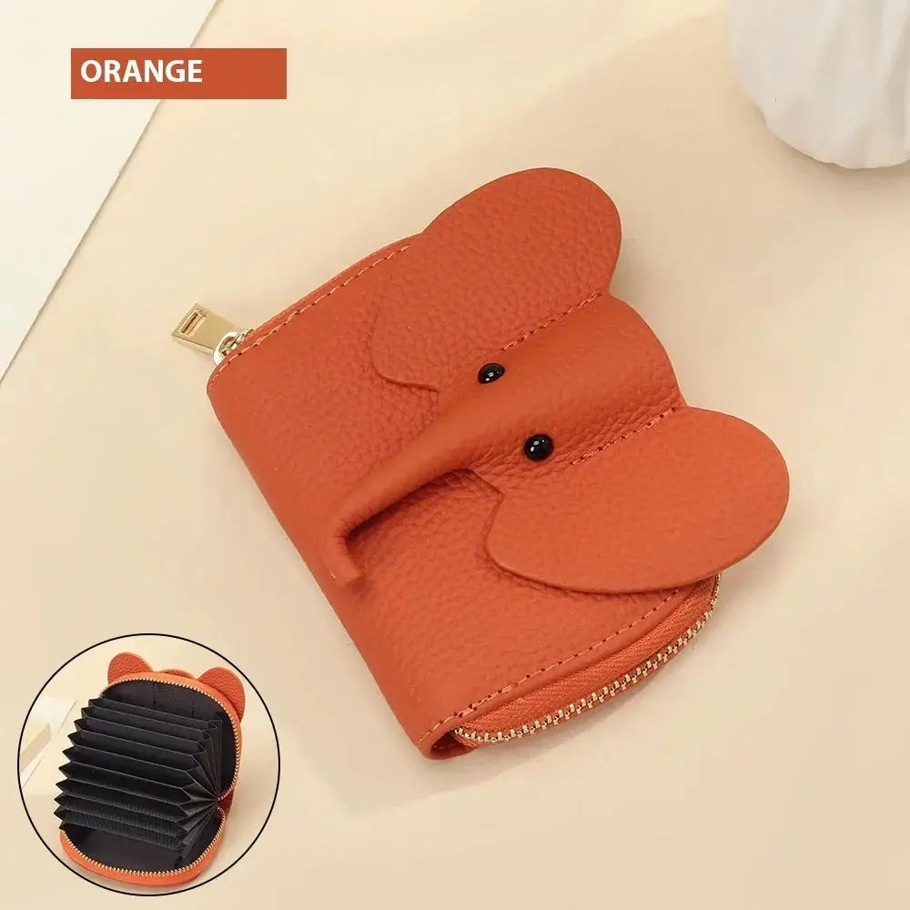 Elephant Leather Accordion Card Holder Wallet