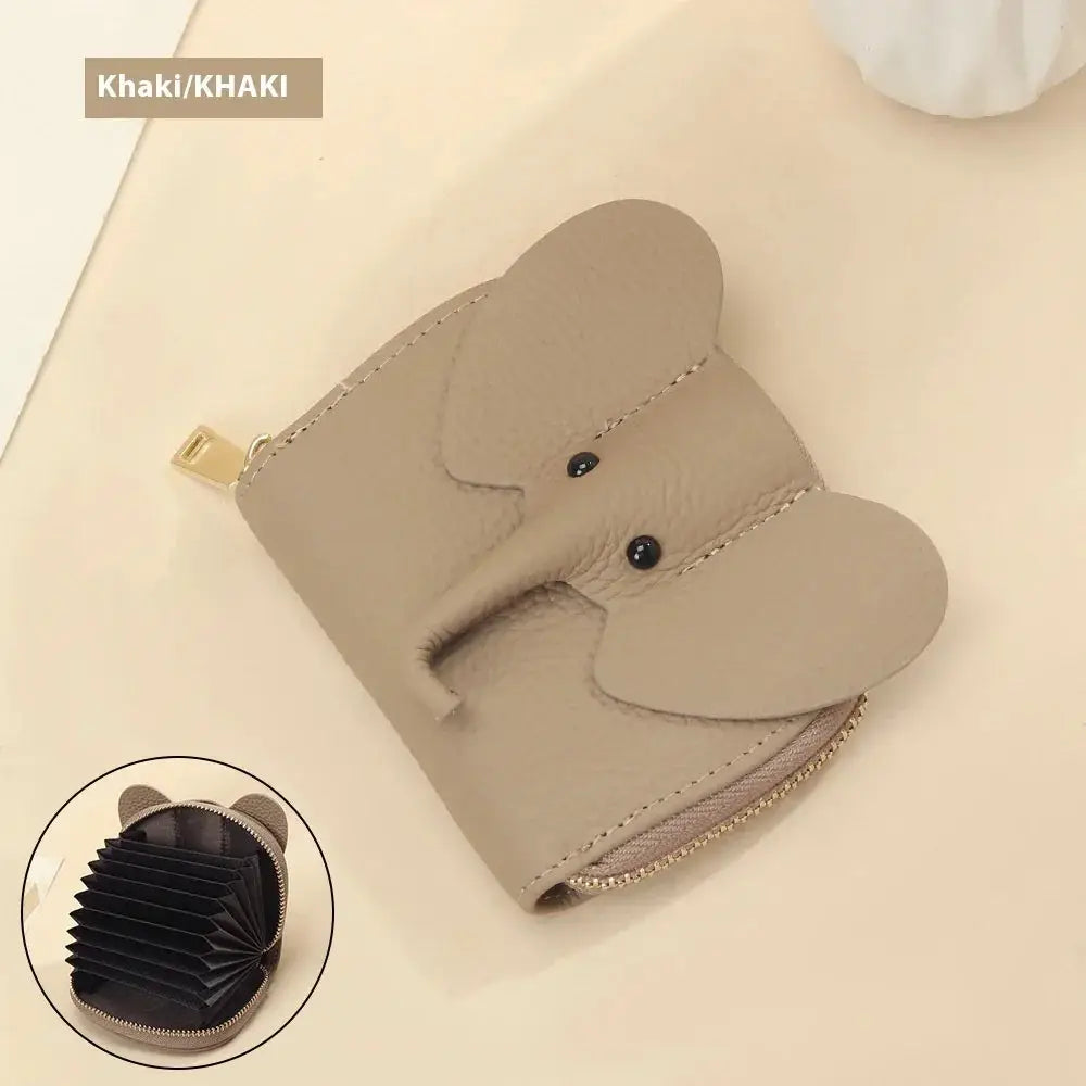 Elephant Leather Accordion Card Holder Wallet