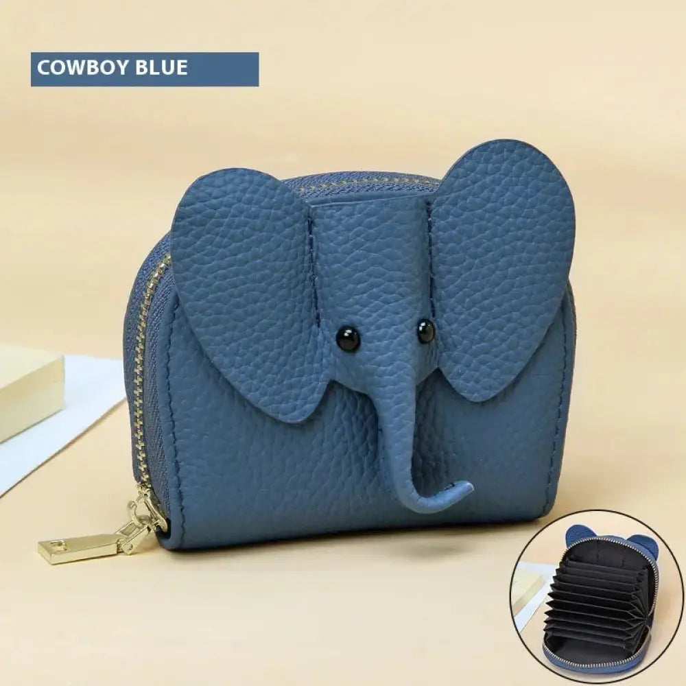 Elephant Leather Accordion Card Holder Wallet
