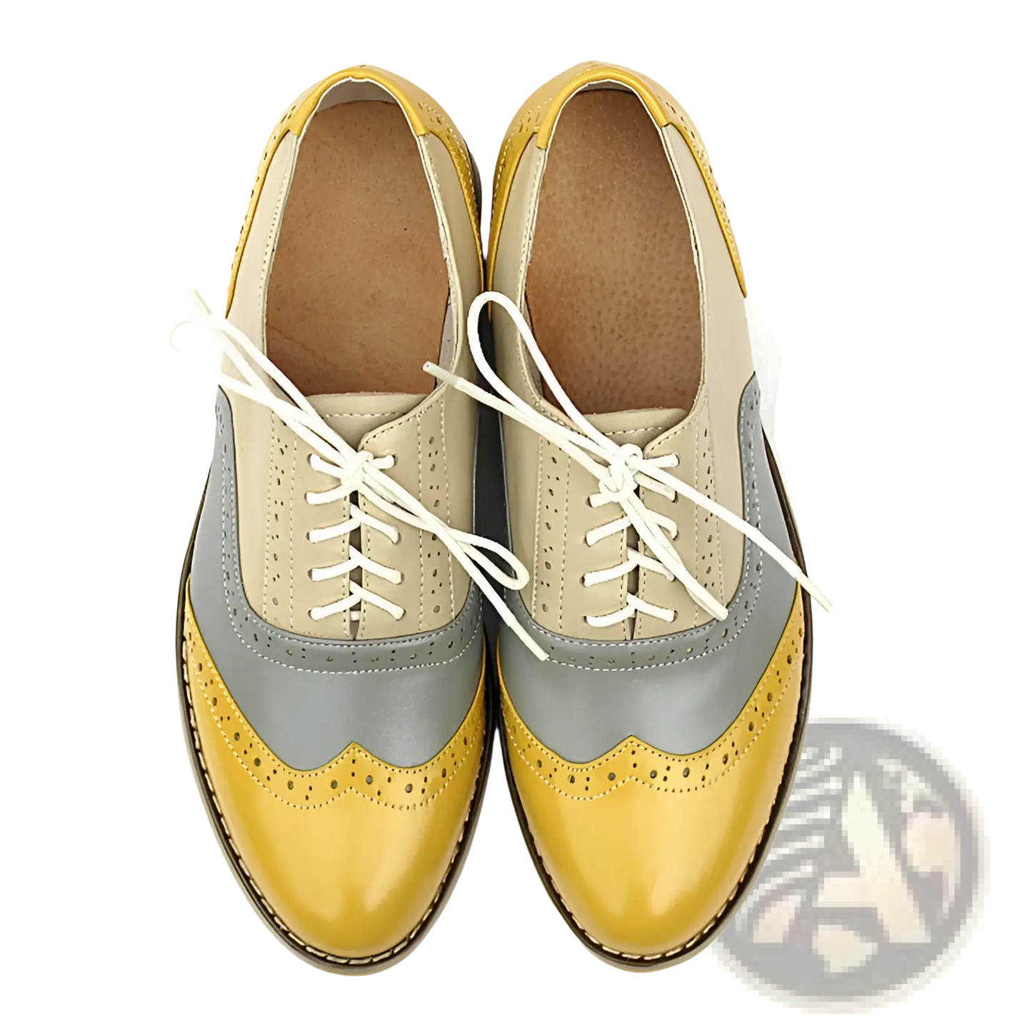 Leather Oxford Brogue Shoes Women's Two Tone Flats