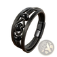 Leather Rope Bracelet with Natural Stone Beads and Magnetic Clasp