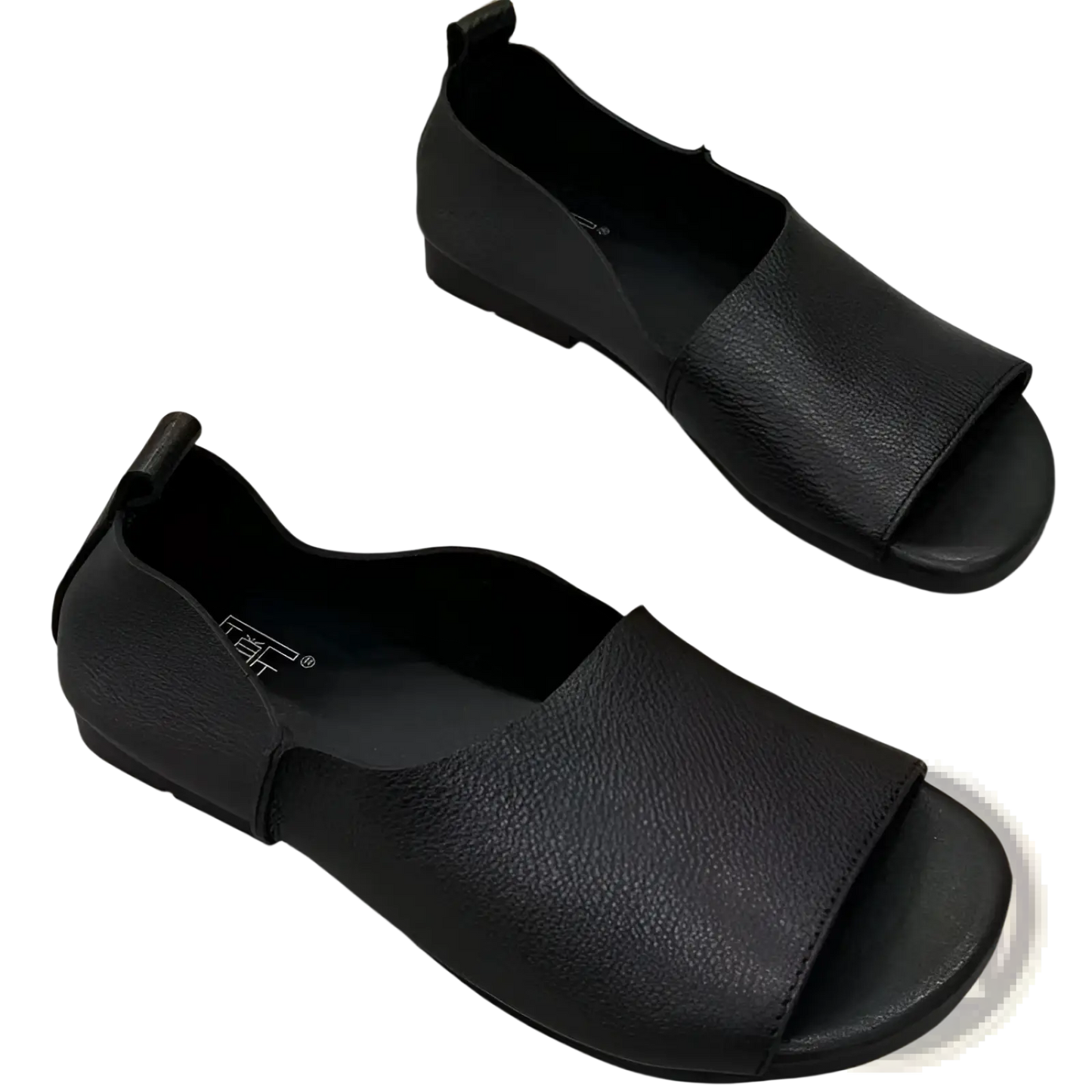 Leather Sandals Retro Soft Sole Peep Toe Slip Ons