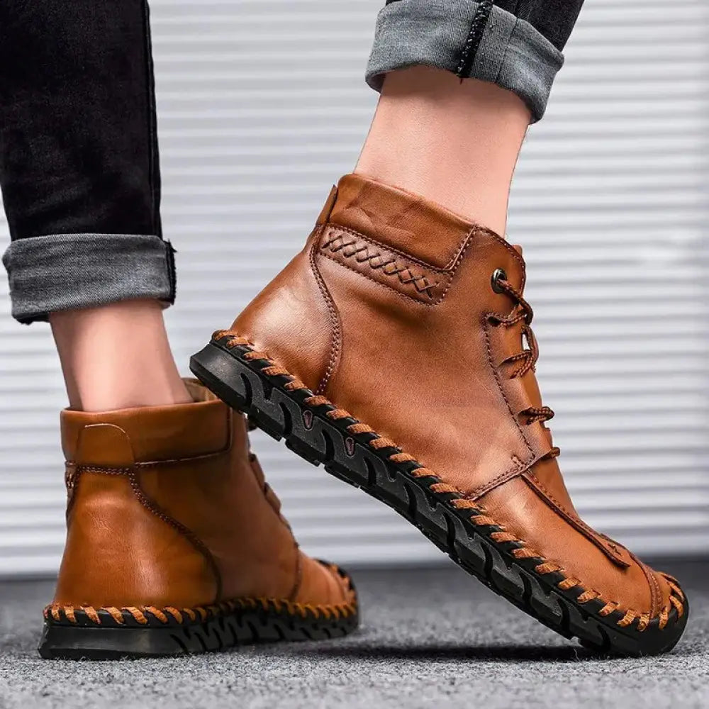 Arbaglobal Men's Handcrafted Leather Casual Ankle Boots