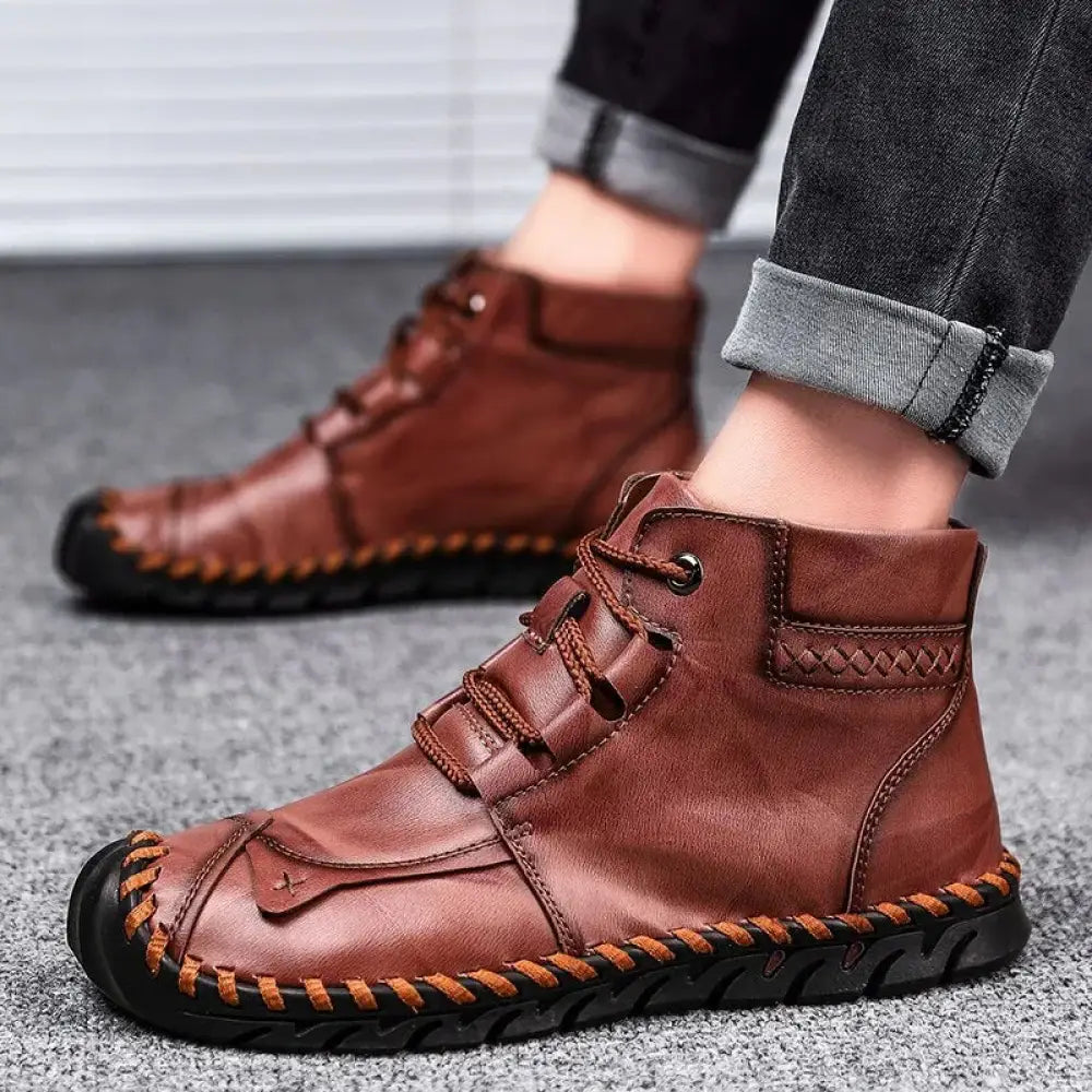 Arbaglobal Men's Handcrafted Leather Casual Ankle Boots