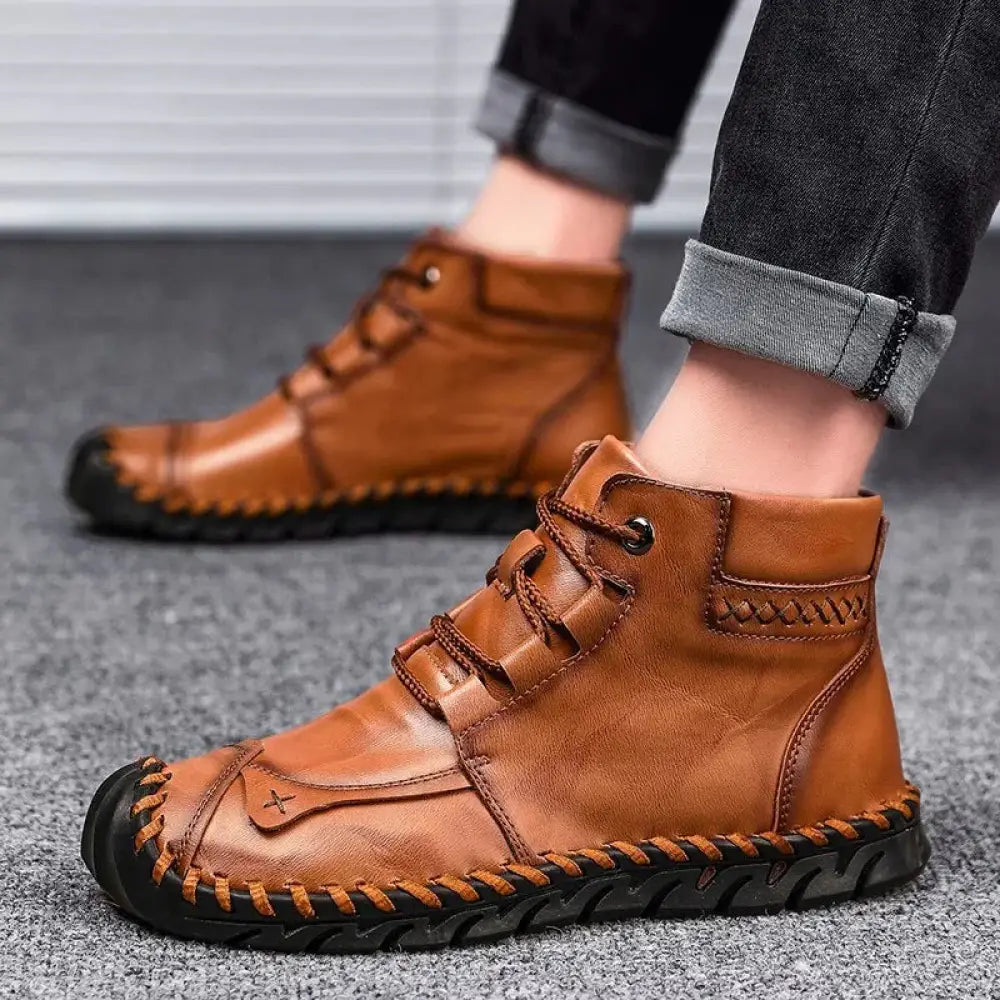 Arbaglobal Men's Handcrafted Leather Casual Ankle Boots