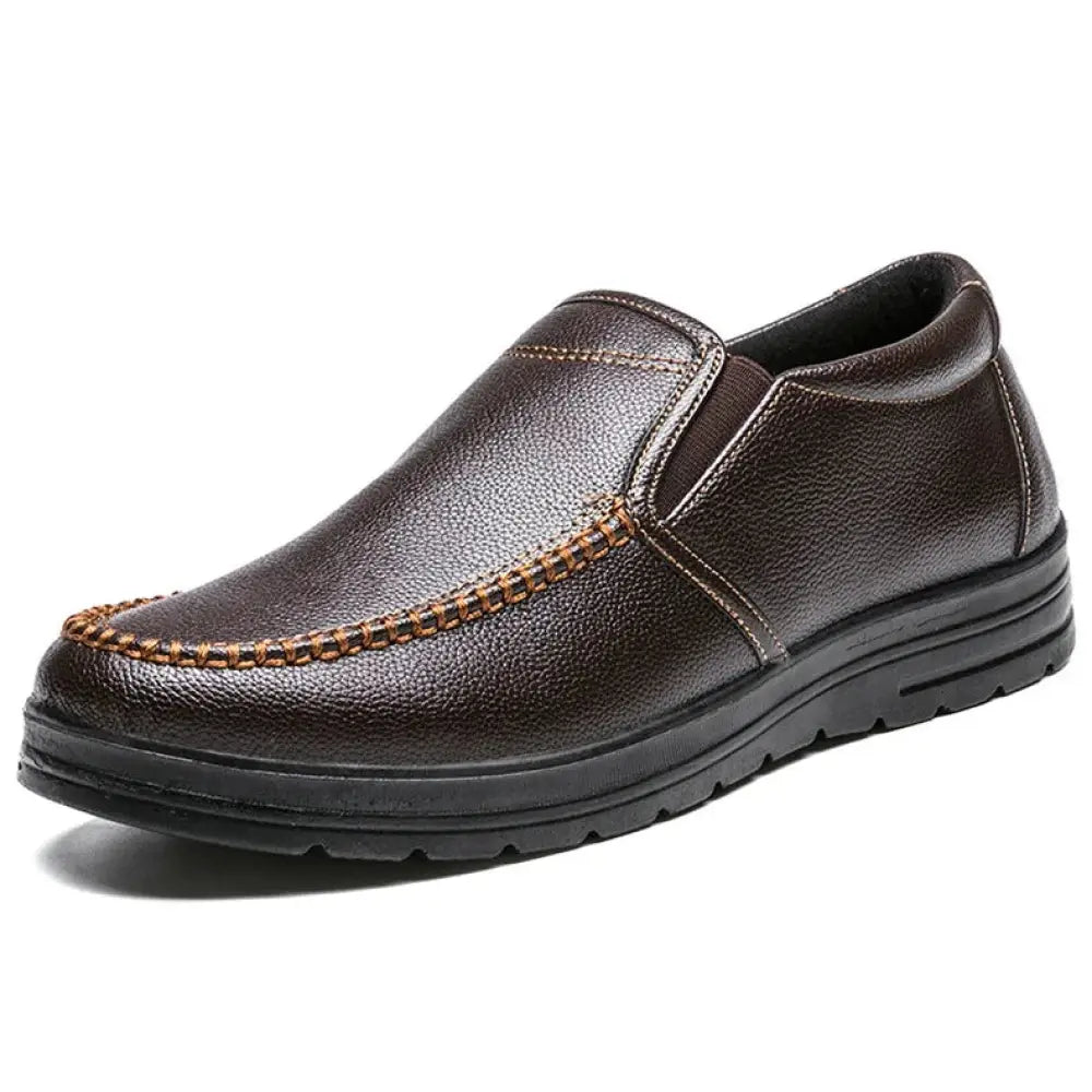 Men's British Leather Textured Slip on Casual Shoes