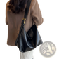 Leather Shoulder Bag with Gold Buckle and Strap