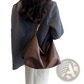 Leather Shoulder Bag with Gold Buckle and Strap