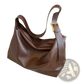 Leather Shoulder Bag with Gold Buckle and Strap