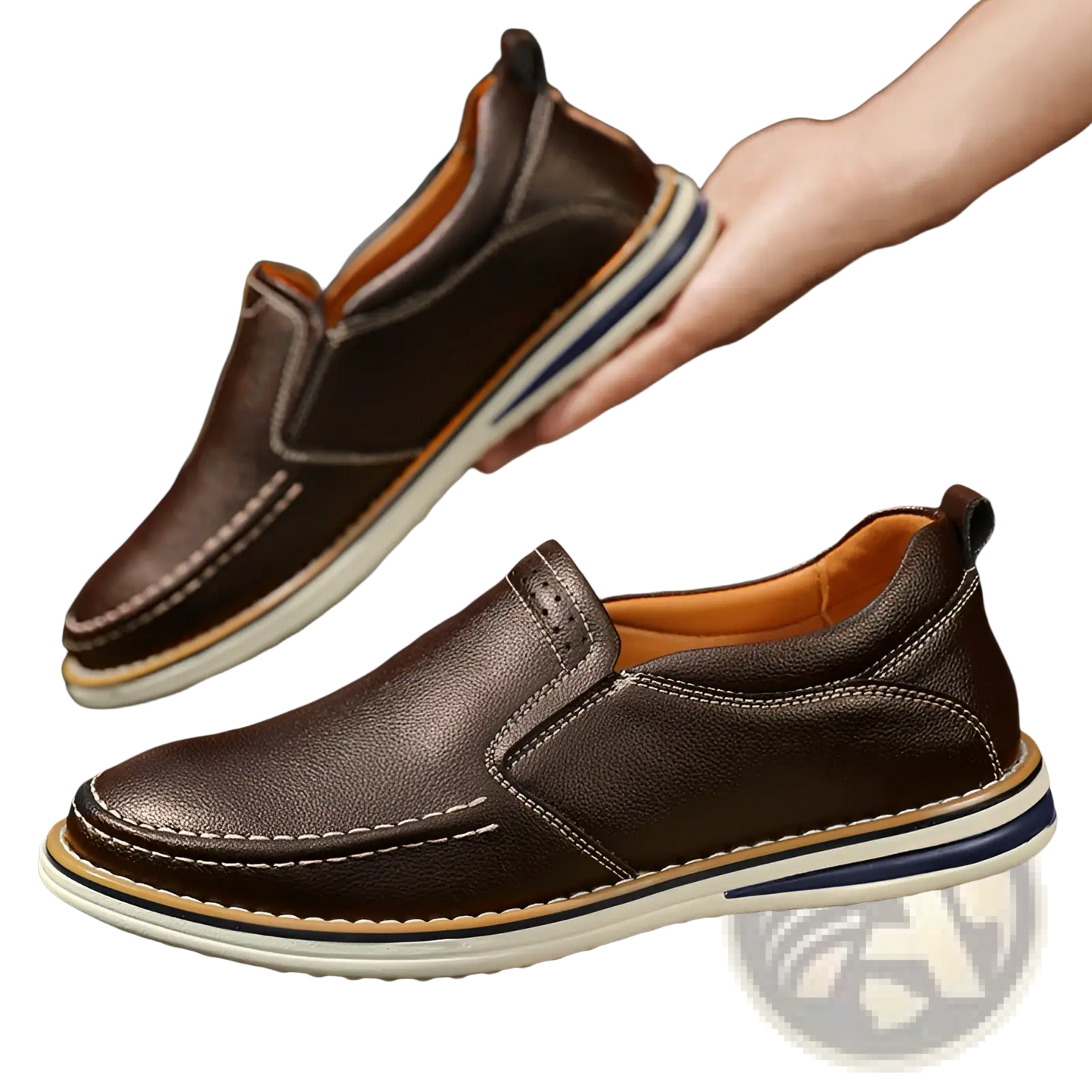 Leather Slip on Loafers Hand Sewn Casual Bean Shoes