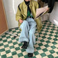 Men's Relaxed Fit Olive Green Faux Leather Jacket
