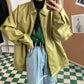Men's Relaxed Fit Olive Green Faux Leather Jacket