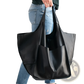 Leather Tote Bag Large Capacity Soft Slouchy Shoulder Bag