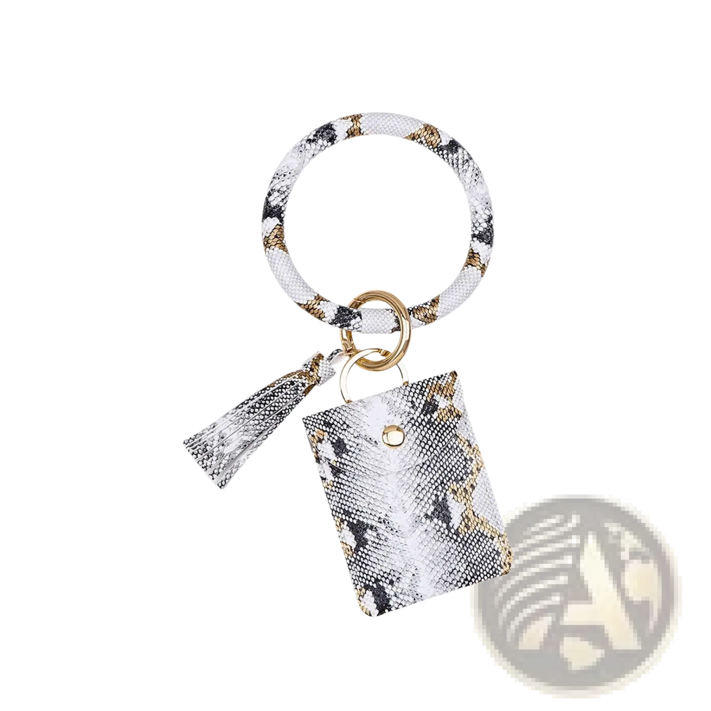 Leather Wristlet Keychain Card Holder with Tassel