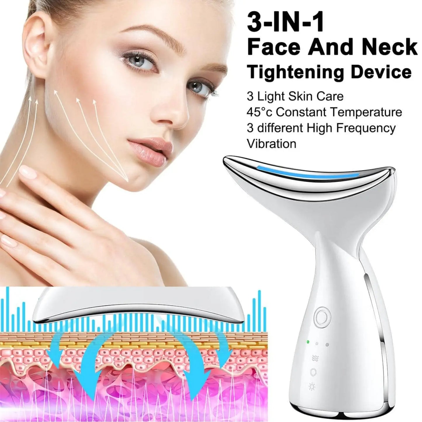 Led Face and Neck Tightening Massager for Wrinkle Removal