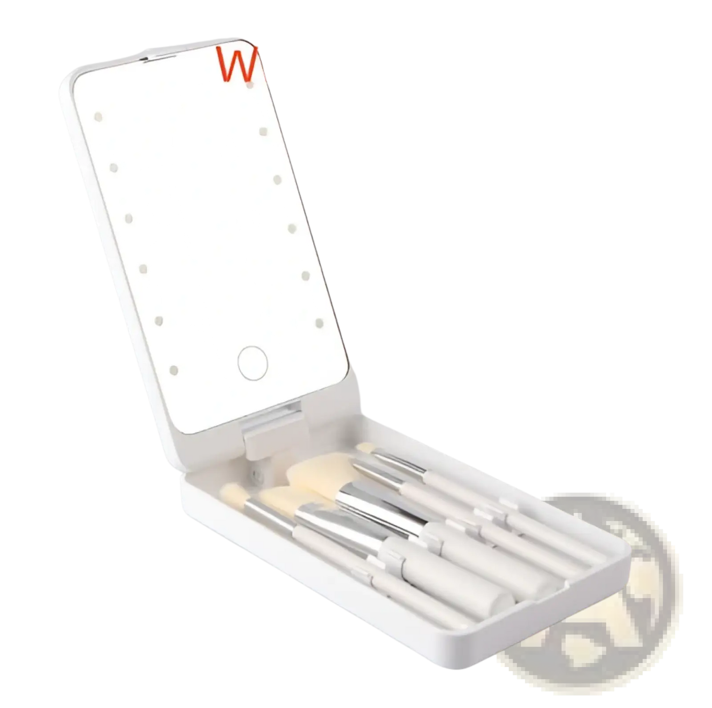 Led Makeup Mirror with Folding Brush Set Case