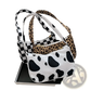 Leopard Print and Checkered Nylon Underarm Bag