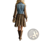 Leopard Print Chiffon Dress with Denim Vest Overlay