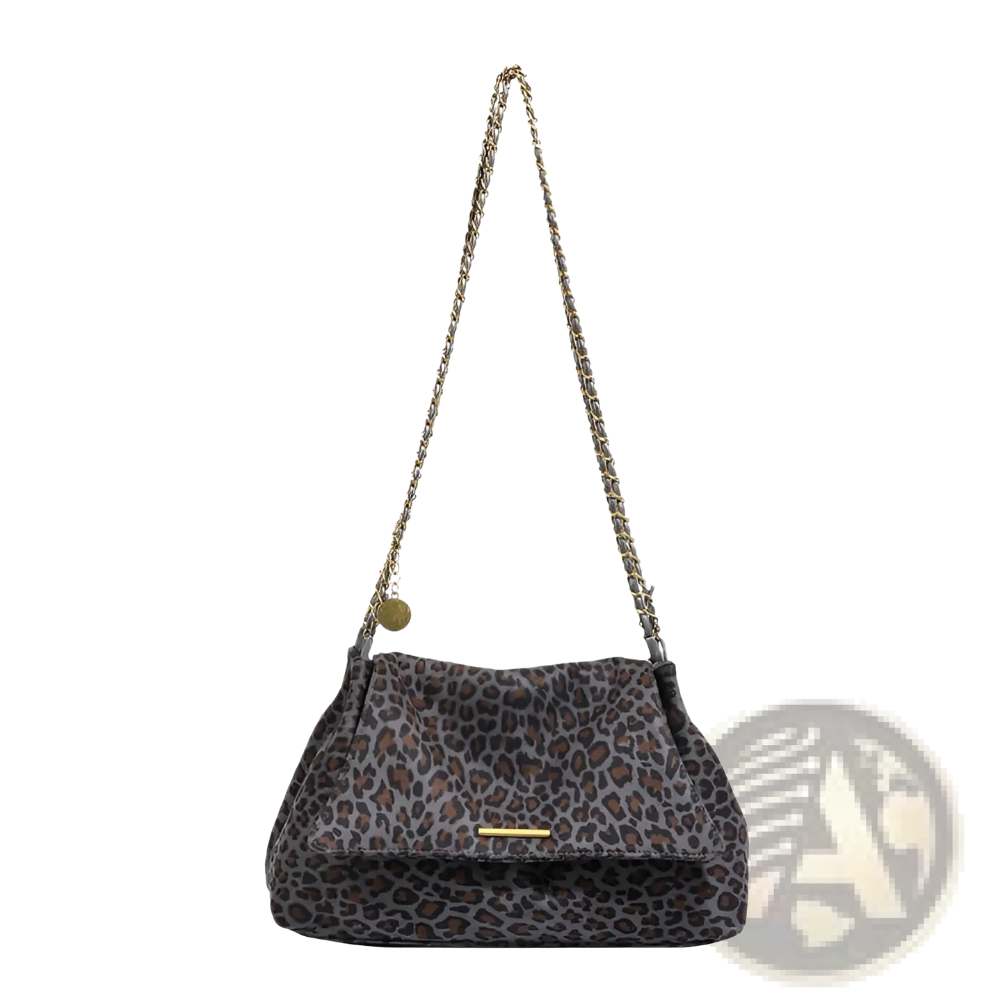 Leopard Print Crossbody Bag with Gold Chain Strap