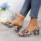 Leopard Square Toe Chunky Heel Sandals