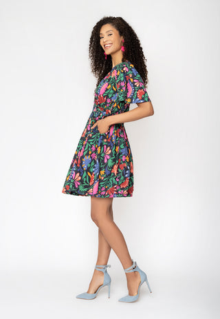 Vestido envelope de popeline Alena da Leota para mulheres, preto, tamanho XX-G