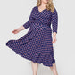 Vestido midi feminino Leota Amiya com manga 3/4, azul, tamanho 1X