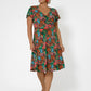 Vestido feminino Leota com mangas esvoaçantes e decote em coração, multicolorido