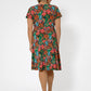 Vestido feminino Leota com mangas esvoaçantes e decote em coração, multicolorido