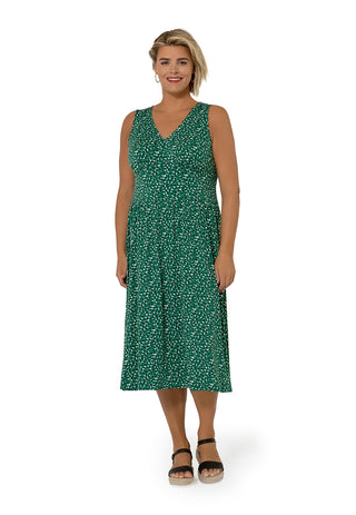 Vestido midi de malha feminino Leota verde tamanho grande