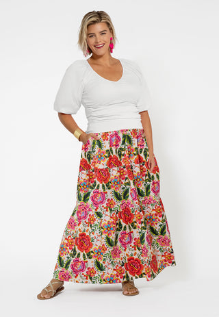 Saia Maxi Evelyn Feminina Leota Vermelha