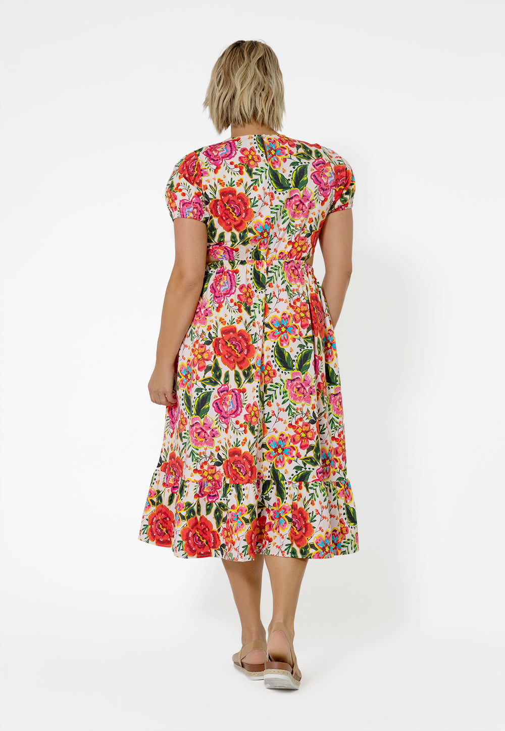 Vestido Michelle com babados em camadas, laranja, Leota Feminino