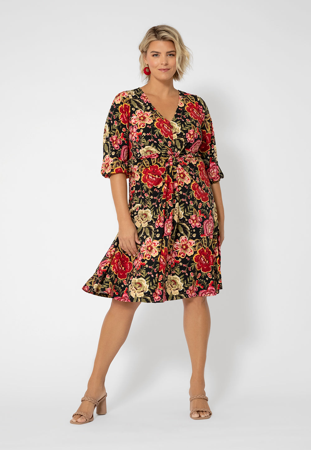 Vestido feminino Leota Tanya com estampa floral vermelho