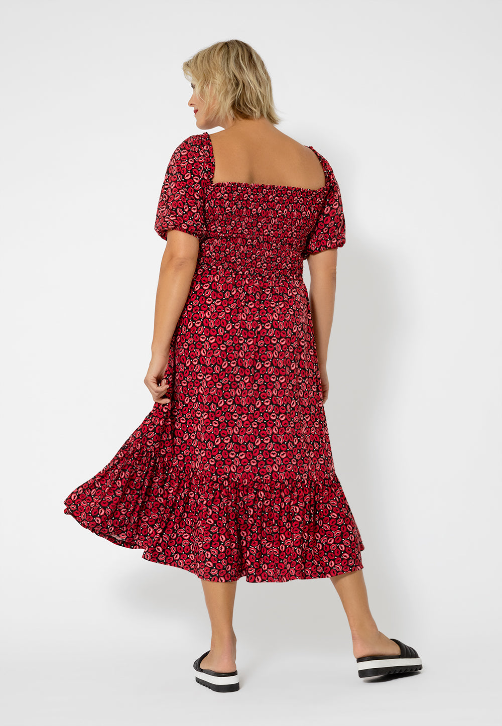 Vestido Kelly com babados e bainha vermelha da Leota Women's