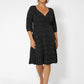 Vestido Becca com manga bufante e coração Leota feminino, preto, tamanho 2X
