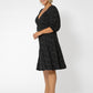 Vestido Becca com manga bufante e coração Leota feminino, preto, tamanho 2X