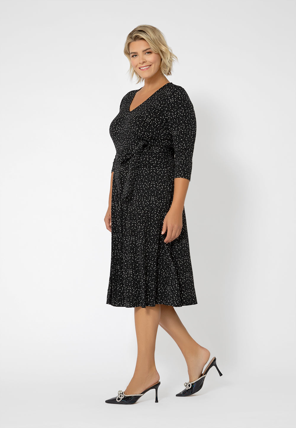 Vestido Eliza com cinto feminino Leota, preto