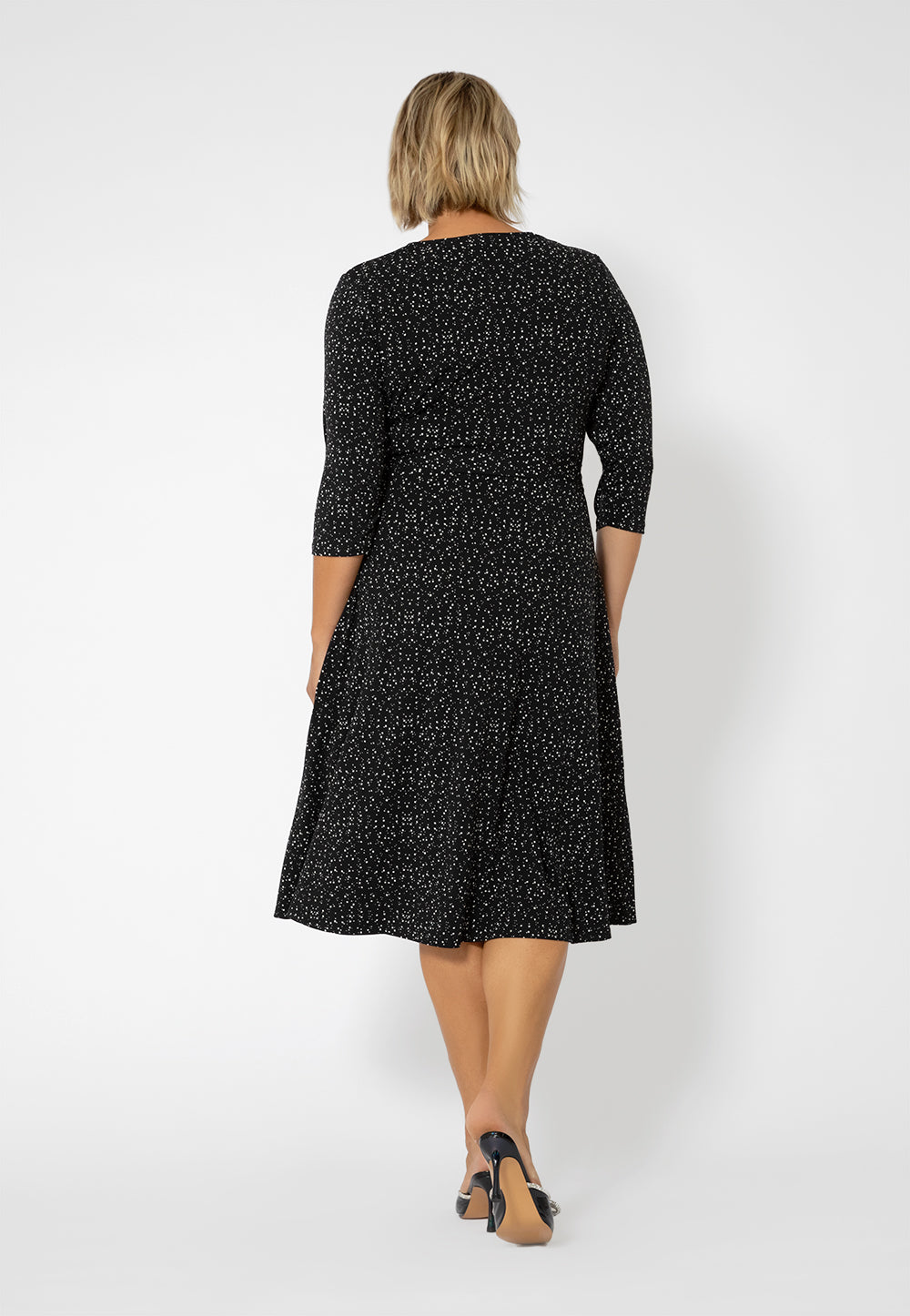 Vestido Eliza com cinto atualizado para mulheres Leota, preto, tamanho 3X