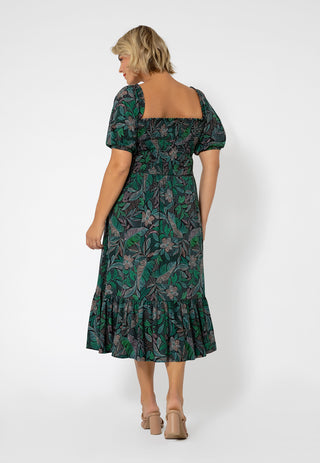 Vestido Kelly com babados e bainha verde Leota Feminino