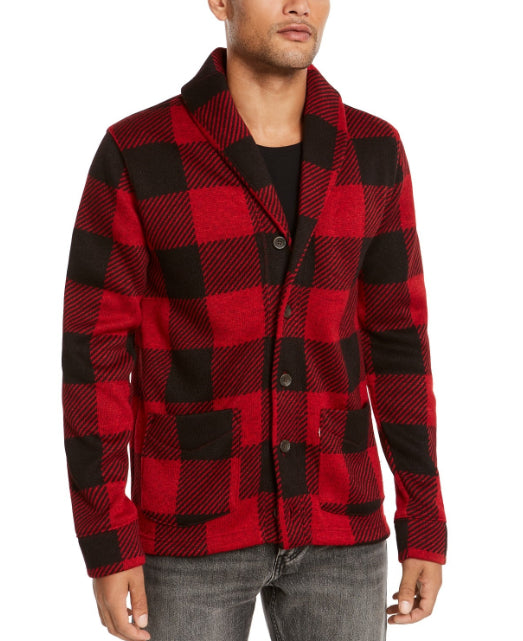Cardigan Levi's Trouss Regular-Fit Buffalo Plaid Masculino Vermelho Tamanho P