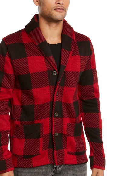 Cardigan Levi's Trouss Regular-Fit Buffalo Plaid Masculino Vermelho Tamanho P