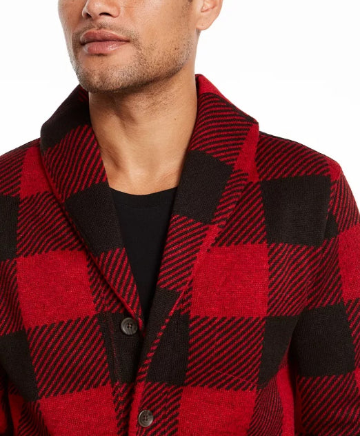 Cardigan Levi's Trouss Regular-Fit Buffalo Plaid Masculino Vermelho Tamanho P