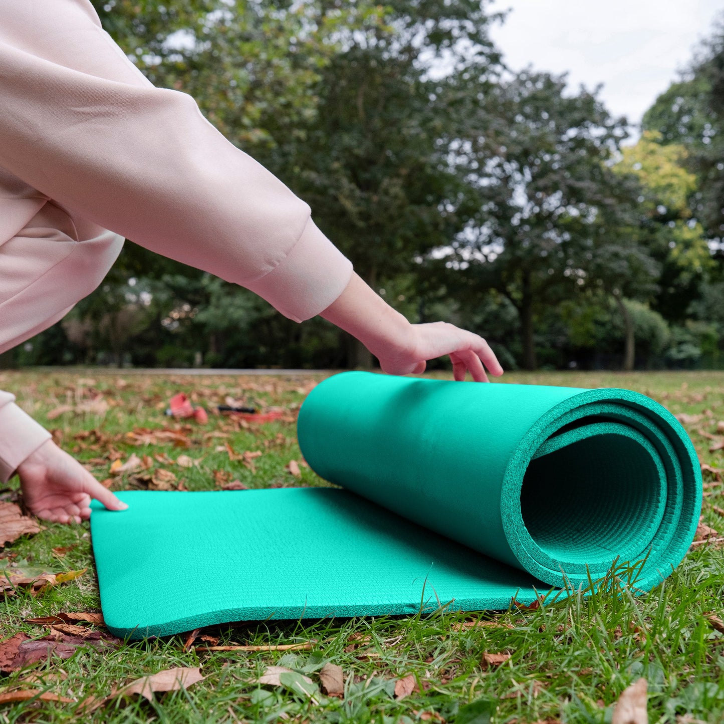 Tapete de exercícios BalanceFrom Fitness GoCloud extra grosso de 1" com alça de transporte, verde