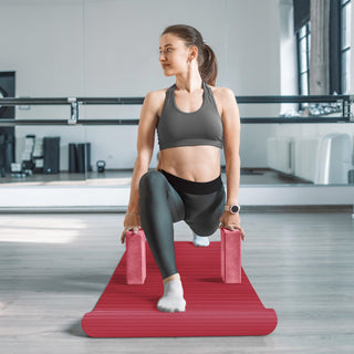 Conjunto de ioga BalanceFrom Fitness com 7 peças, tapete, faixa elástica e joelheira, vermelho
