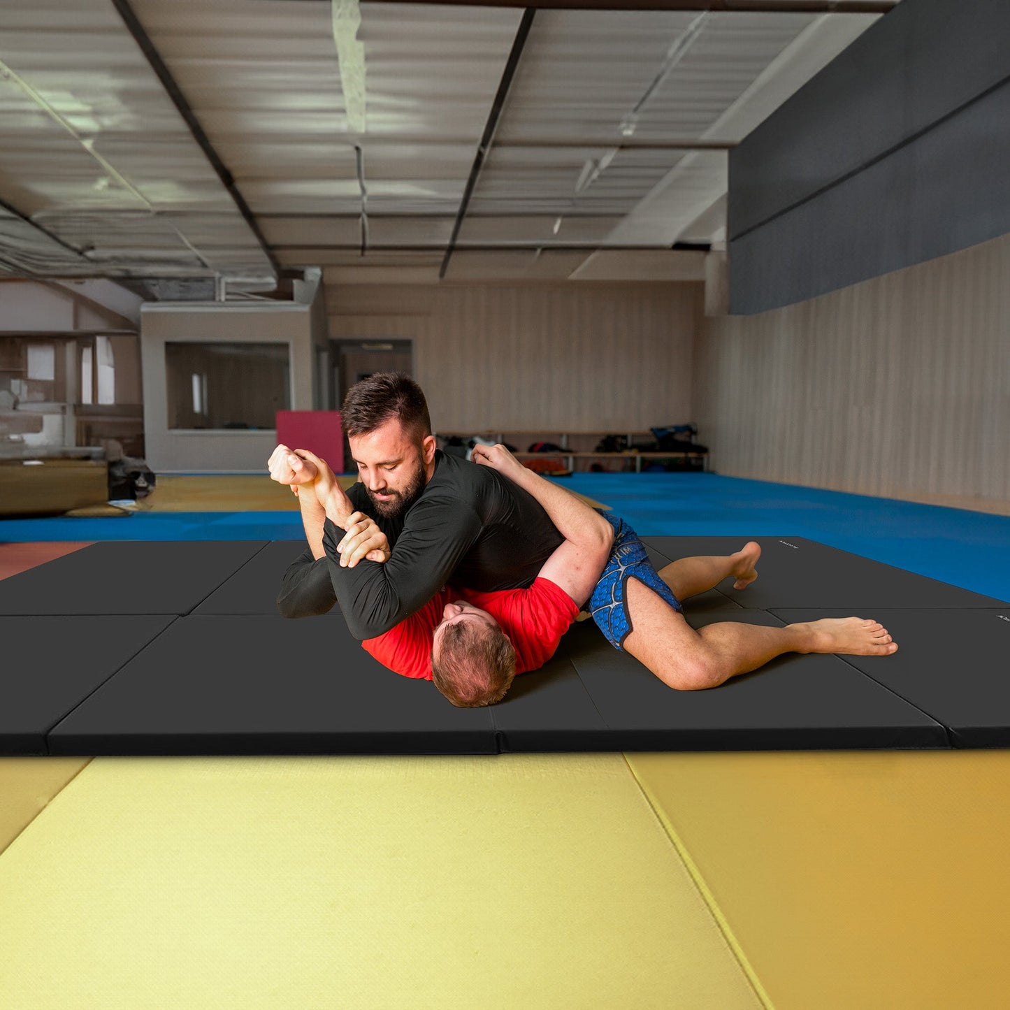 Tapete de ginástica dobrável multiuso BalanceFrom 4' x 8' x 2", preto