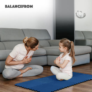 Tapete de exercícios de espuma EVA interligada de 24 pés quadrados da BalanceFrom Fitness, azul