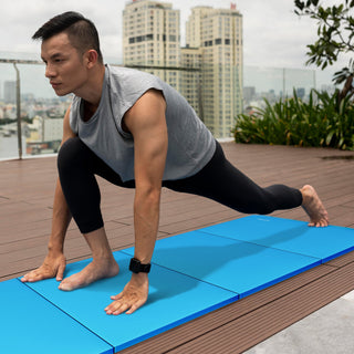 Tapete de ginástica dobrável multiuso BalanceFrom 4' x 8' x 2", azul
