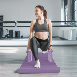 Conjunto de ioga BalanceFrom Fitness com 7 peças, tapete, faixa elástica e joelheira, roxo