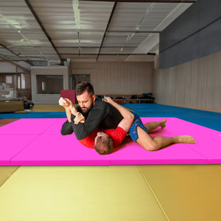 Tapete de ginástica dobrável multifuncional BalanceFrom 4' x 8' x 2", rosa